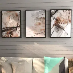 Art Street Brush Stoke Printed White Engineered Wood Wall Art (Set of 3)-picture-48