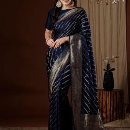 Saree Mall Navy Woven Sarees With Unstitched Blouse-picture-24