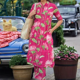 GoSriKi Women Floral Printed Regular Kurta with Trousers-40