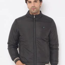 Duke Black Slim fit Solid Bomber Jacket-picture-16