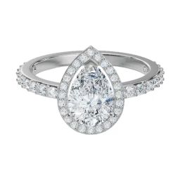 Emori 14k White Gold & Diamond Solitaire Pear Halo Engagement Ring-image-60