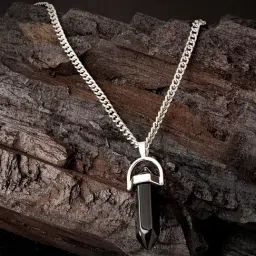 The Bode Code Silver Plated Black Solid Pendant Necklace For Men-image-62