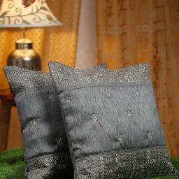 Hosta Homes Grey Silk Booti Work Cushion Cover - Set of 2-image-60