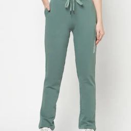 Cantabil Green Graphic Print Mid Rise Trackpants-image-1
