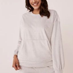 La Vie En Rose Grey Striped Sweatshirt-image-46