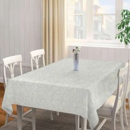 Klotthe Textured Grey & White 130 GSM Cotton 6 Seater Rectangular Table Cover-5