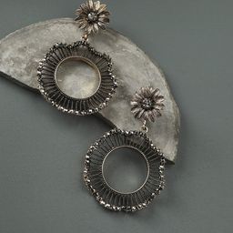 DressBerry Gold-Plated Artificial Stones Studded Contemporary Drop Earrings-16