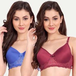 FIMS: Fashion is my Style Blue & Maroon Lace Work Everyday Bras - Pack Of 2-picture-18
