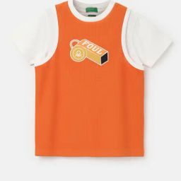 United Colors of Benetton Kids Orange & White Embroidered T-Shirt-picture-19