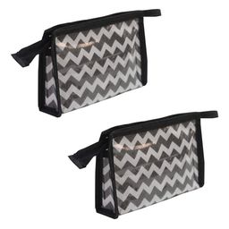 prettykrafts Black & Grey 2 Pieces Striped Reusable Makeup Organiser-image-11