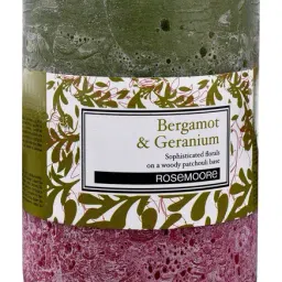 Rosemoore Green & Maroon Bergamot & Geranium Pillar Candle-image-10