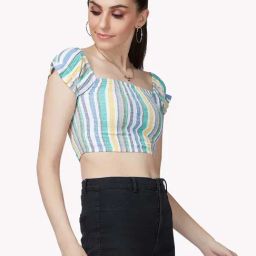 VASTRADO Multicolored Cotton Striped Crop Top-picture-6