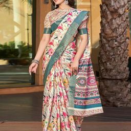 vj fashion Floral Zari Silk Blend Saree-picture-56