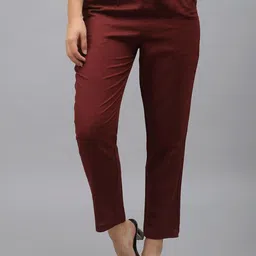 SVKETAIL Women Comfort Regular Fit Flat-Front Cigarette Trousers-image-23