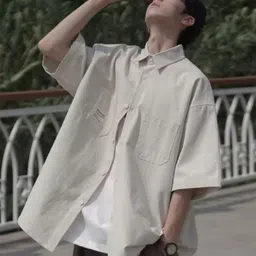 KPOP Short Sleeves Spread Collar Casual Shirt-picture-11