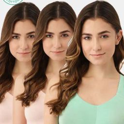 Inner Sense Peach & Green Lace Work Cotton Everyday Bra - Pack Of 3-picture-38