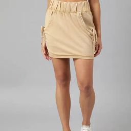 Anai Beige Cotton Regular Fit Skirt-image-63