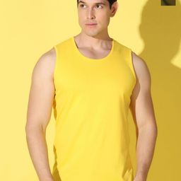 WOOSTRO 2-Pcs Odour-Free Combed Cotton Innerwear Vests VWS26(PLAIN YELLOW)(HARD OLIVE)-image-25