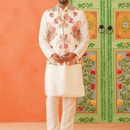 TheEthnic.Co Mandarin Collar Straight Kurta With Trouser-image-41