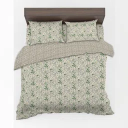 DREAM WEAVERZ Beige & Green Ethnic Motifs Cotton 4 Piece Double King Regular Bedding Set-image-70