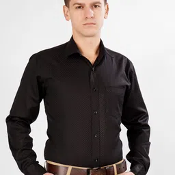 DESIGN UP Men New Slim Fit Spread Collar Textured Casual Shirt-image-19