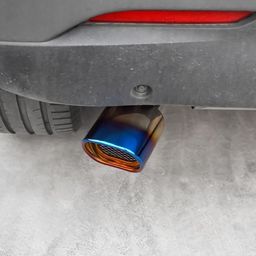 AutoBizarre Stainless Steel Burnt Blue Holographic Blue Square Shaped Pipe Car Exhaust Tail Muffler Tip Car End Pipe Tail Exhaust Show Pipe Universal for All Cars (Square Pipe Curved Bent) image 2