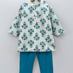 Babyhug Full Sleeve Kurta Payjama Set - Ecru-picture-18