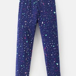 Pine Kids Full Length Stretchable & Biowashed Dot Print Legging - Blue-image-5