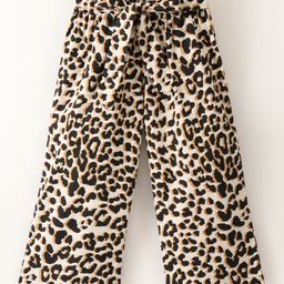 CrayonFlakes Leopard Printed Belt Tie Up Palazzo - Brown-image-91