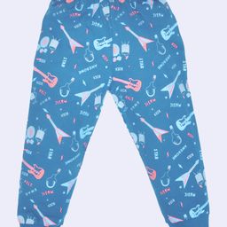 Kiwi 100% Cotton Musical Instruments Printed Joggers - Blue-image-85