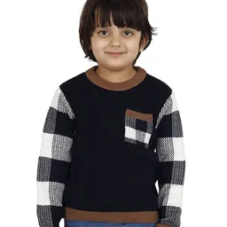 JoE Hazel Full Sleeves Checked Design Detailed Acrylic Pullover - Navy Blue-picture-10