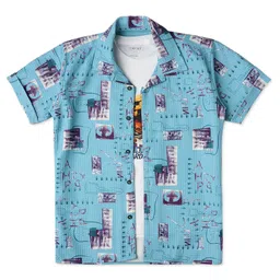 CAVIO Cotton Half  Sleeves Typography Printed Shirt With Tee - Blue-picture-43