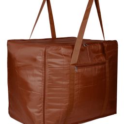 Kuber Industries Storage Attachi Bag  Parachute Travel Storage Bag  Underbed Storage Bag  Storage Organizer for Clothes  Zipper Closure Blanket Bag with Handle  Large  Brown-image-56