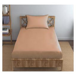 Trance Home Linen Premium Cotton Single Flat Bedsheet with 1 Pillow Cover - Apricot-picture-42