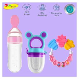 Joy Buzz Baby Food Feeder Nibbler & Rattle Teether Combo - Multicolor-17