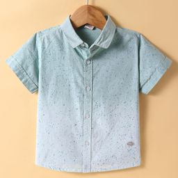 ToffyHouse Poplin Woven Half Sleeves Printed Shirt - Mint Green-image-98