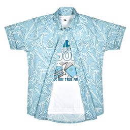 CAVIO Cotton Lycra Half Sleeves Leaves Printed Shirt With Inner Tee Set - Blue-image-42