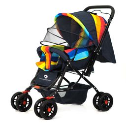 StarAndDaisy Stroller for Baby Boy & Girl 0 to 3 Years, Baby Stroller Lightweight, Foldable Pram for Baby 3-Point Safety Harness, Adjustable Backrest, 360°Swivel Wheel, Large Storage, Reversible Handlebar, Extended Mosquito Net(Pi Rainbow)-1