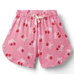 CUCUMBER Sinker Knit Above Knee Length Shorts With Tropical Print - Pink-image-69
