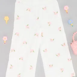 Pantaloons Junior Floral Embroidered Trousers - White-picture-35