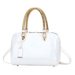 SYGA Women's Shell Handbag One-Shoulder Crossbody Bag with Golden Handle (White)-image-42