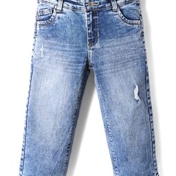 Olio Kids Denim Woven Full Length Distressed Jeans - Light Blue-picture-20