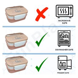 FunBlast Lunch Box with Spoon and Fork - Beige image 2