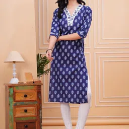 HIGHLIGHT FASHION EXPORT Floral Printed V-Neck Straight Kurta-picture-25