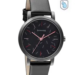 Sonata Women Black Brass Dial Analogue Watch 8164NL05-26
