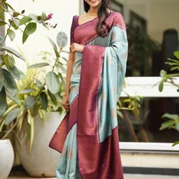 VILLE FASHION Woven Design Zari Kanjeevaram Saree-26