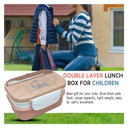 FunBlast Lunch Box with Spoon and Fork - Beige image 4