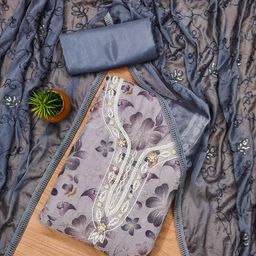 SAINOOR Embroidered Organza Unstitched Dress Material-image-67