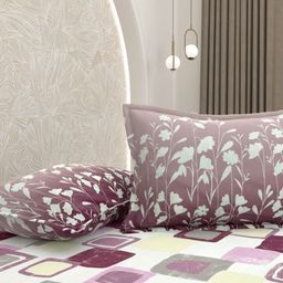 Pure Decor Purple & White Geometric 330 TC Queen Bedsheet with 2 Pillow Covers-image-83