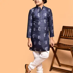 PRINTINDIA Boys Floral Printed Mandarin Collar Straight Kurta With Pyjamas-picture-18